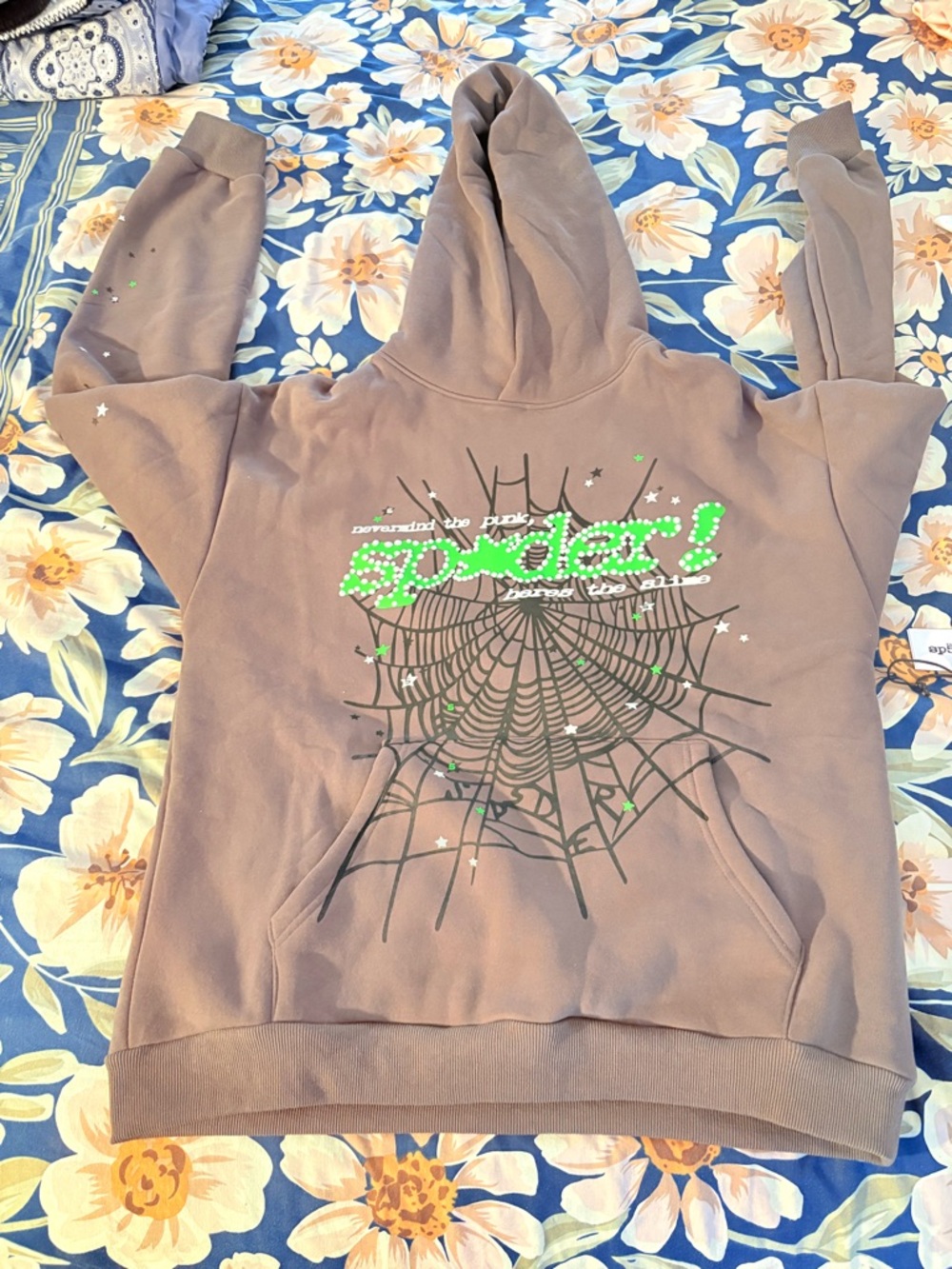 Sp5der Wait Web Hoodie in Slate Grey (Size Large)